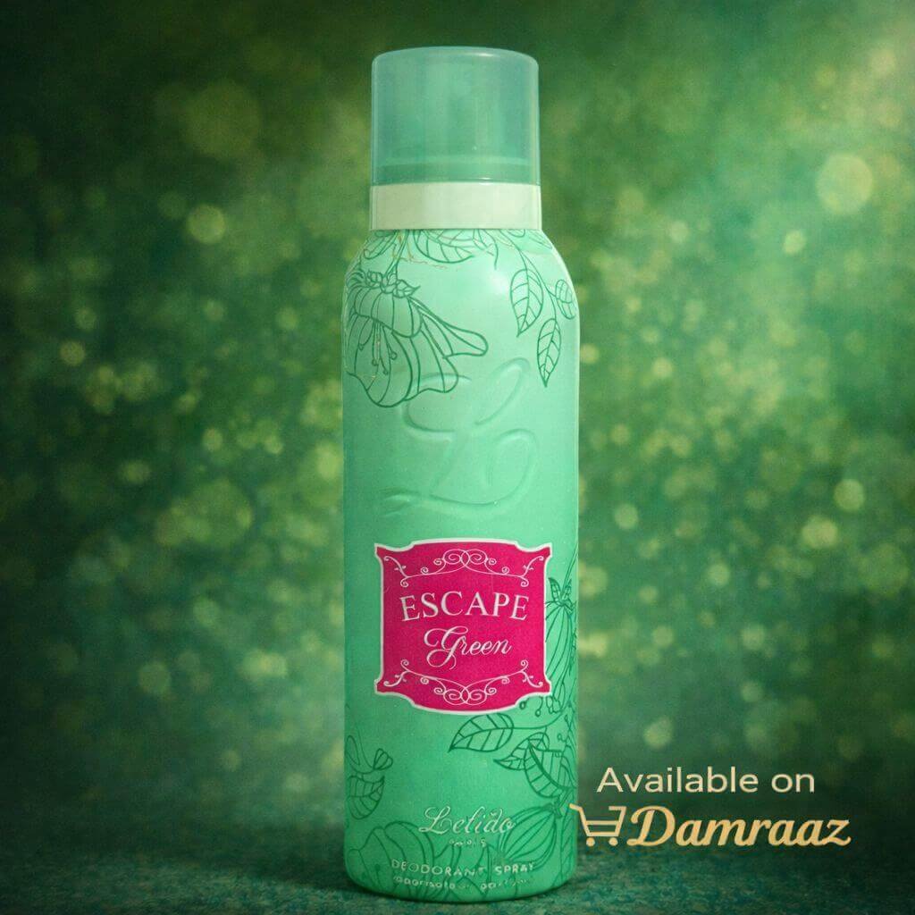 Escape green deodorant spray